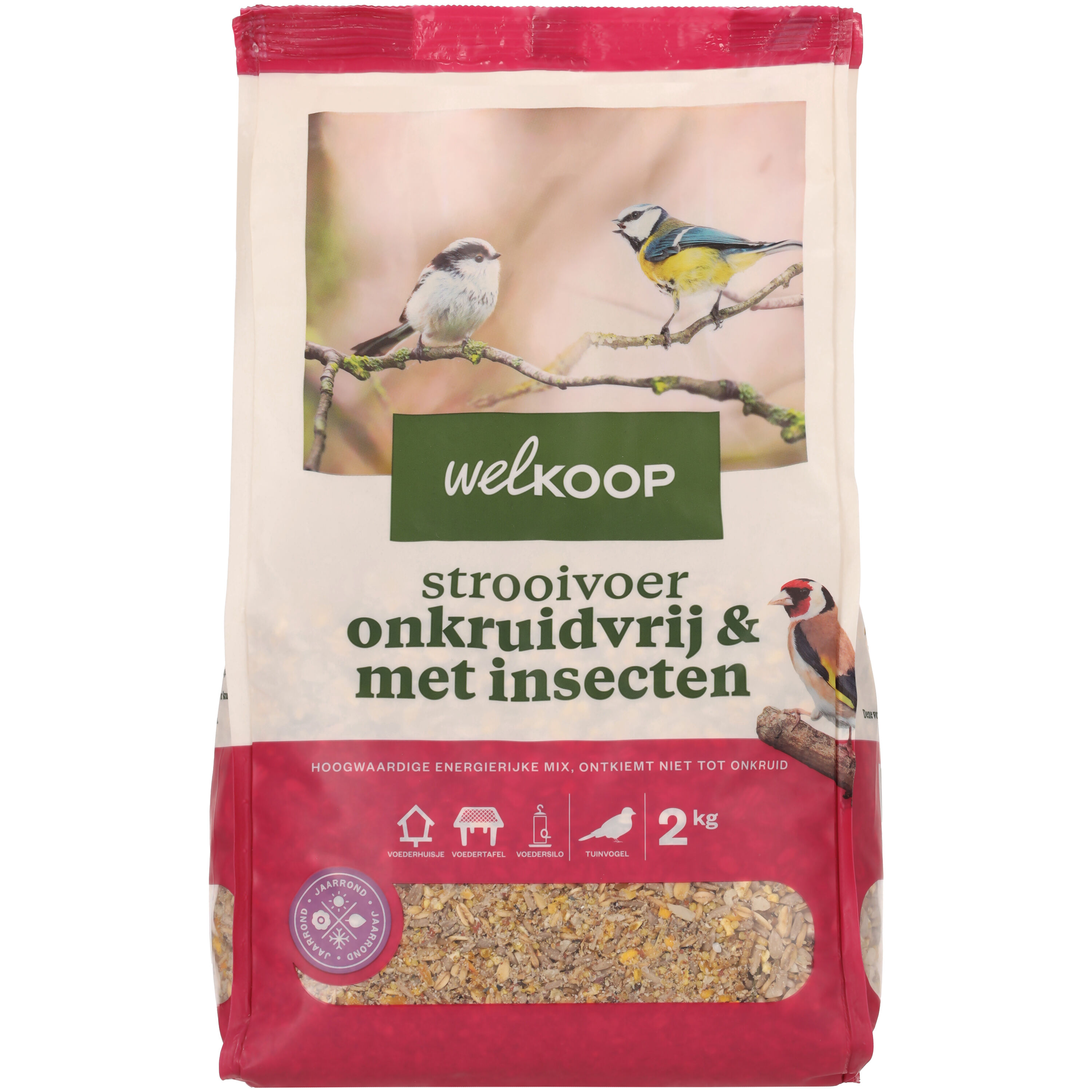 Welkoop - Strooivoer met Insecten - Onkruidvrij - Tuinvogelvoer - in emmer - 2 Kilogram - insecten