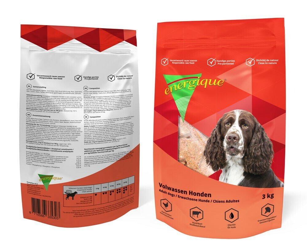Energique Volwassen Vers Vlees - Hondenvoer - 3 Kilogram - rund, kip