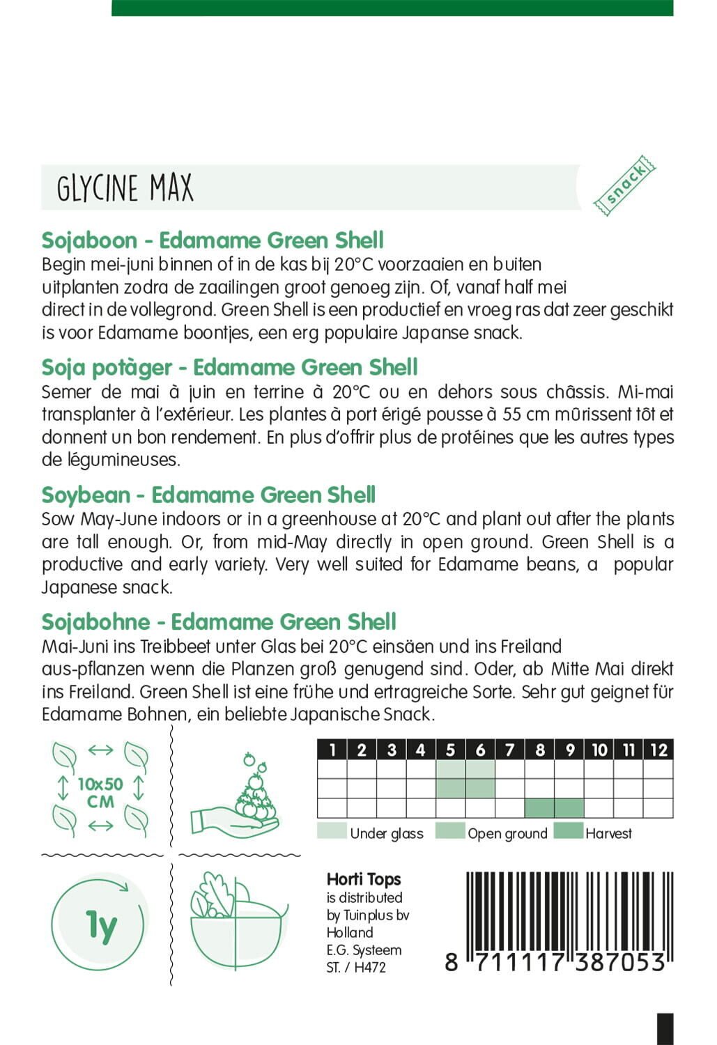 Hortitops Sojabonen/Edamame Green Shell Glycine max - Groentezaden