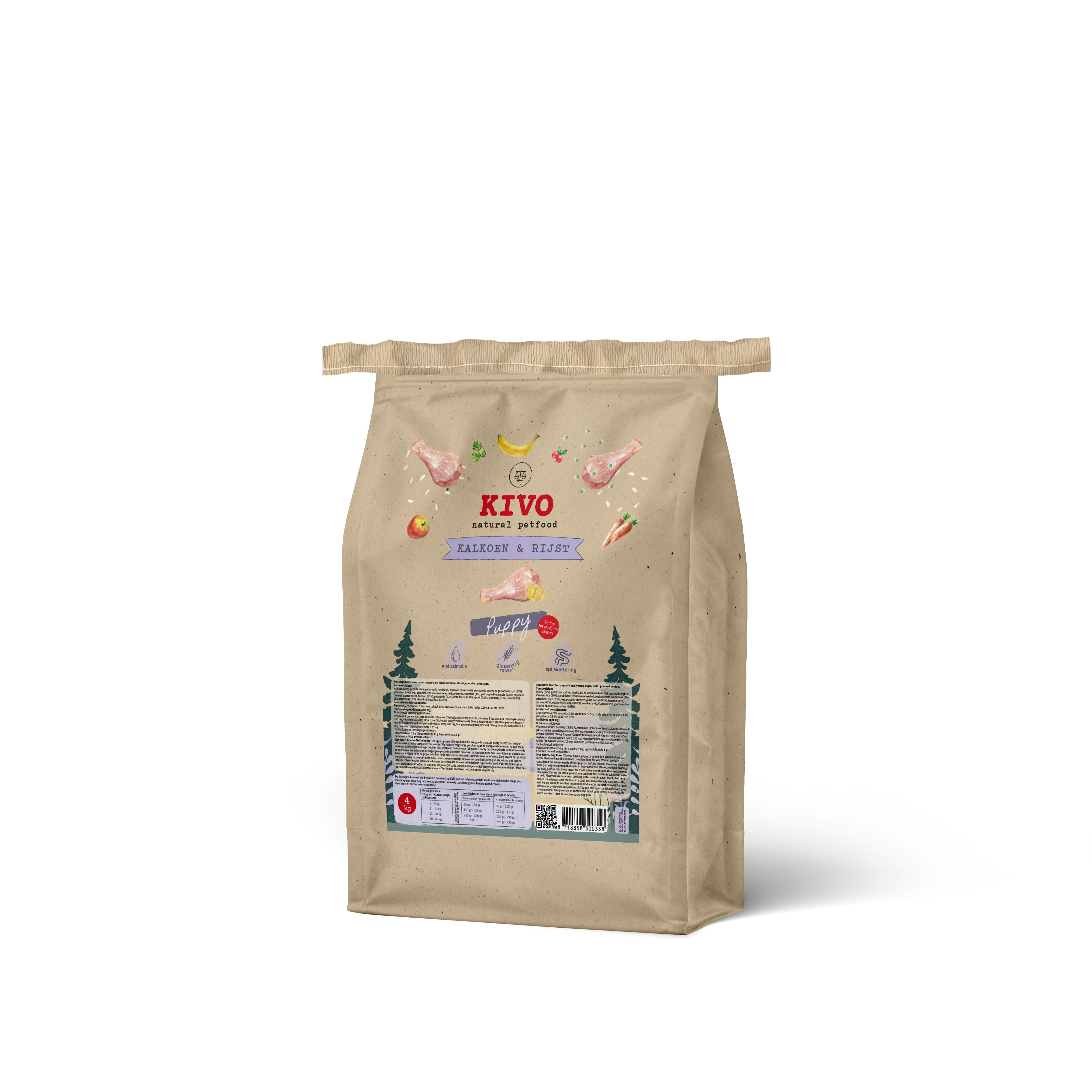 Kivo Puppy - Hondenvoer - 4 Kilogram Kivo Puppy - Hondenvoer - 4 Kilogram