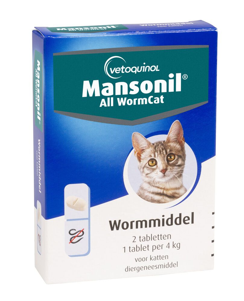 Mansonil All Worm Cat  - Tablet - Ontwormen Kat - 2 Stuks - M