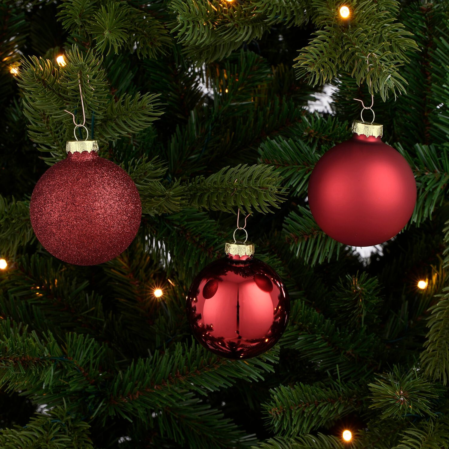Mica Decorations - Glazen Kerstballen - d.rood - 7x7x7 cm
