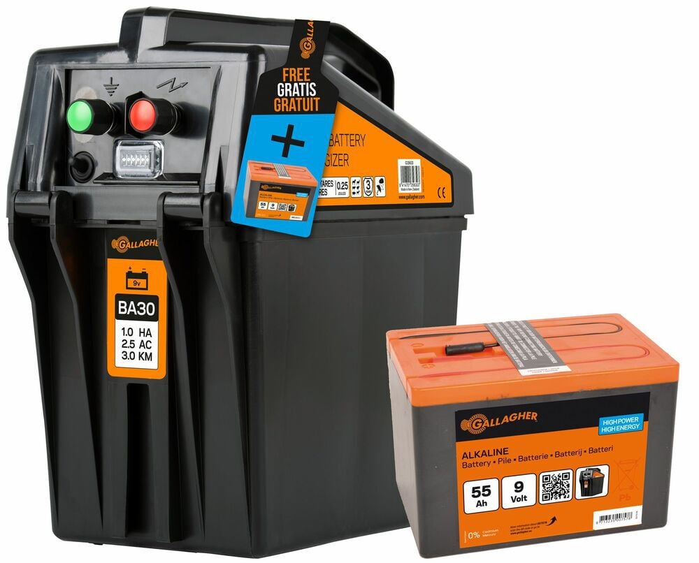 Gallagher BA30 met gratis 55Ah batterij - Schrikdraadapparaten