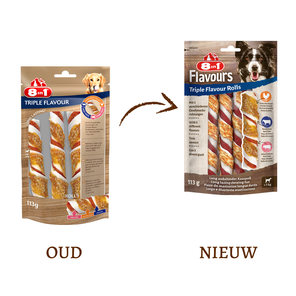 8in1 Triple Flavour Rolls - Hondensnack