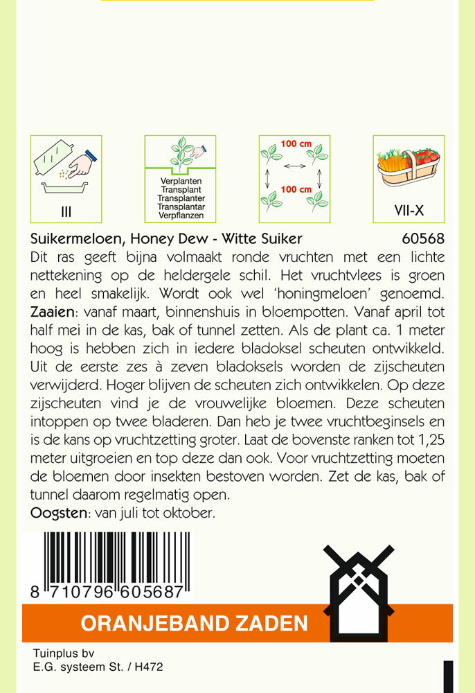 Oranjeband zaden Meloenen Witte Suiker - Groentezaden