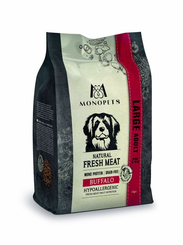 Monopets Large Adult Hypoallergeen Monoprotein - Hondenvoer - 2 Kilogram - buffel