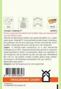 Oranjeband zaden Tomaat Fadango F1 - Groentezaden