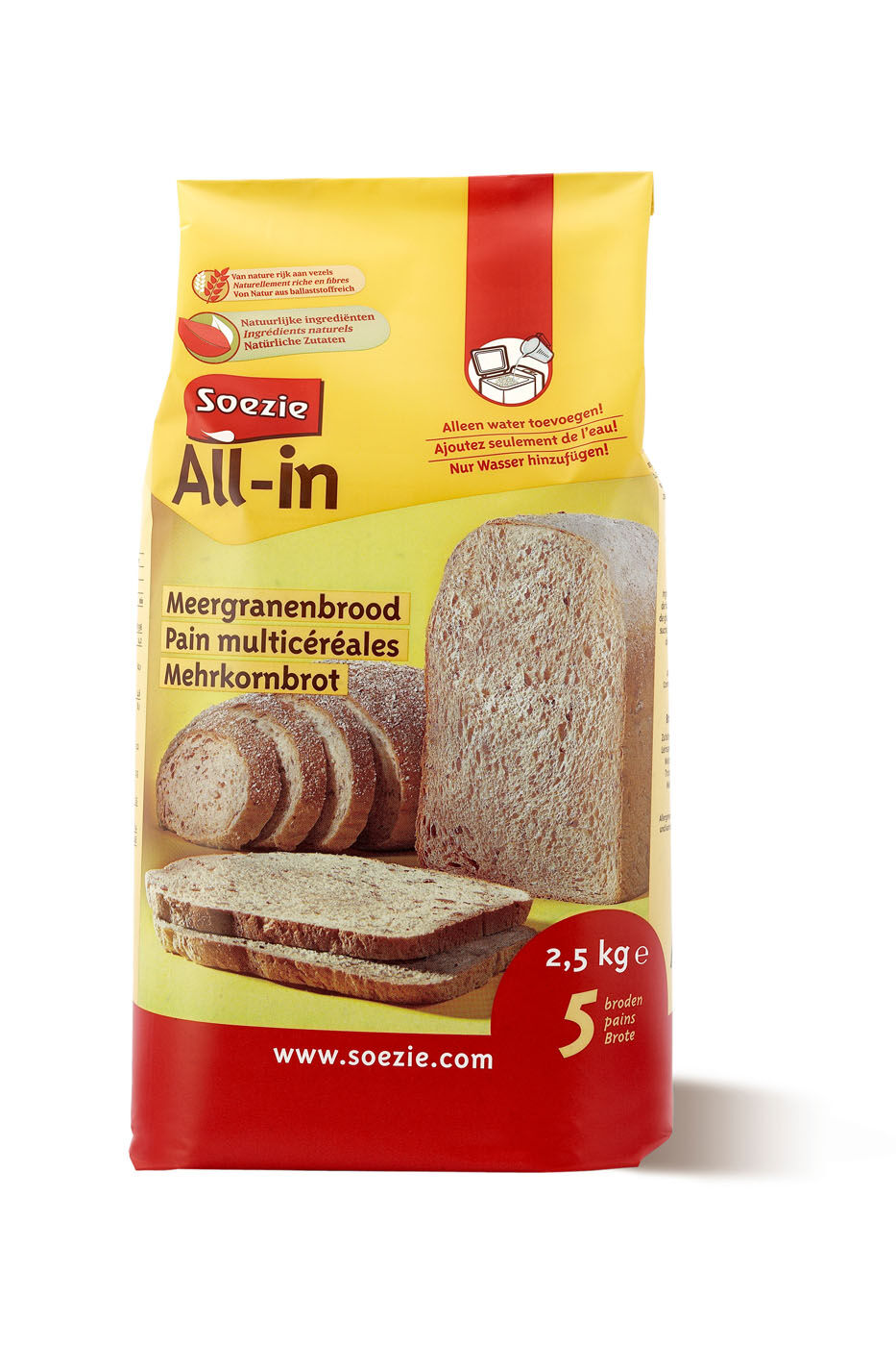 Soezie All-in-mix Meergranenbrood - Broodmeel - 2.5 Kilogram Soezie All-in-mix Meergranenbrood - Broodmeel - 2.5 Kilogram