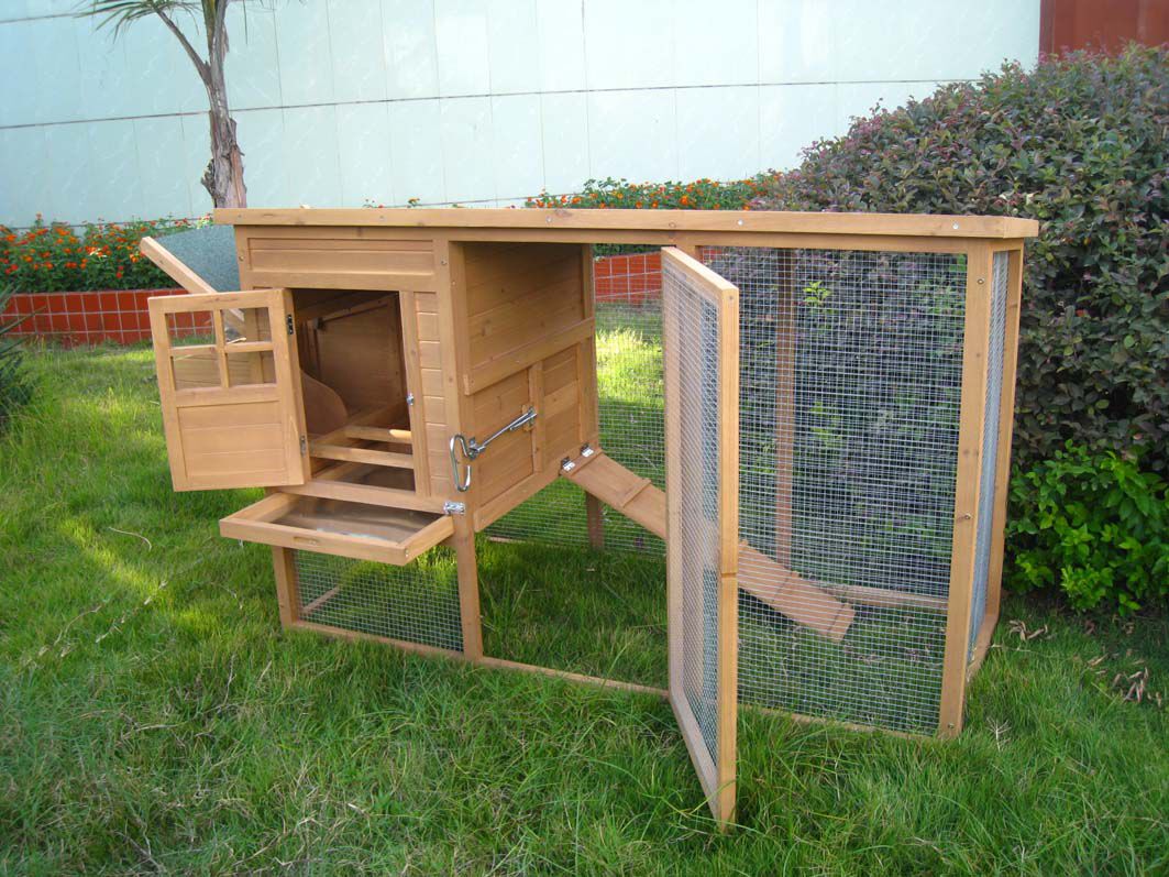 Rechthoek - Kippenhok met ren - Bruin - Links - M