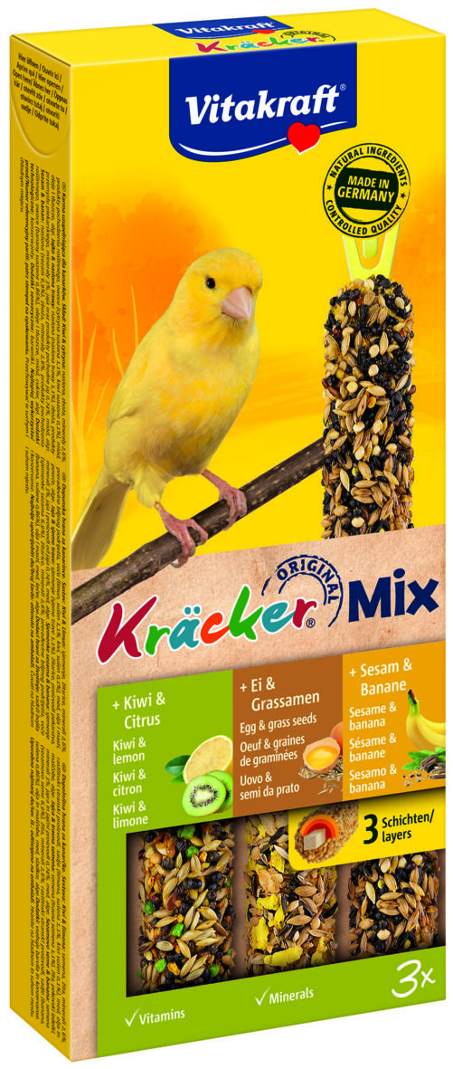 Vitakraft Combikracker 3 in 1 Kanarie - 3 Stuks - Kiwi, ei, sesam - Snacks Vitakraft Combikracker 3 in 1 Kanarie - 3 Stuks - Kiwi, ei, sesam - Snacks