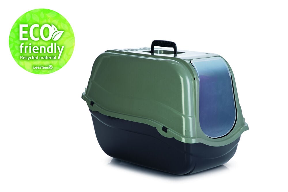 Beeztees Romeo Eco - Kattenbak - Groen zwart - 41x39x57 cm Beeztees Romeo Eco - Kattenbak - Groen zwart - 41x39x57 cm