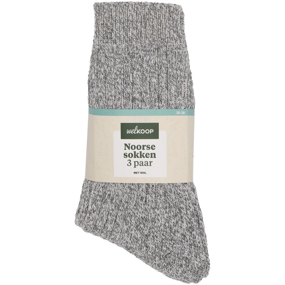 Welkoop - Noorse werksokken 3- pack - Grijs - 43-45 Welkoop - Noorse werksokken 3- pack - Grijs - 43-45