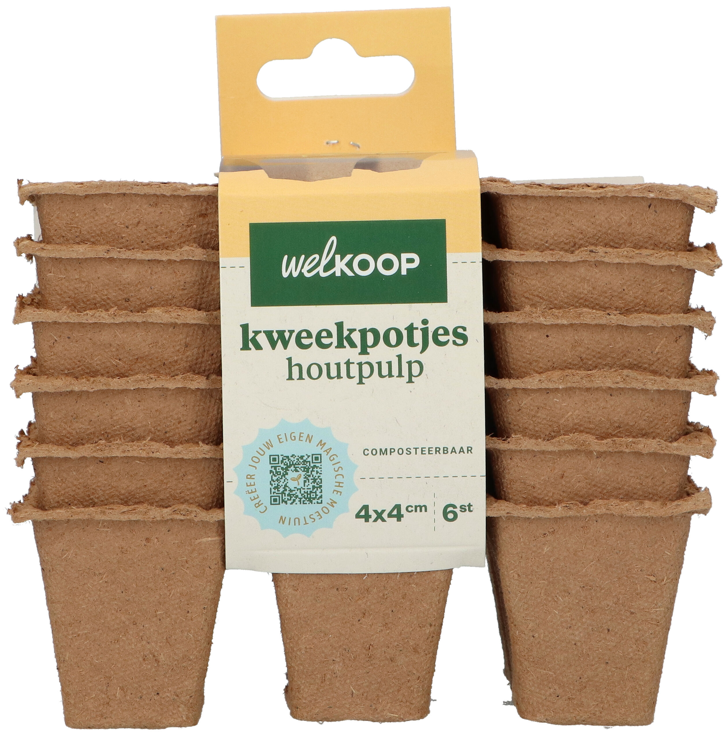 Welkoop Moestuin Magie - Kweekpotjes Houtpulp - Bruin - 13.5x13x9 cm