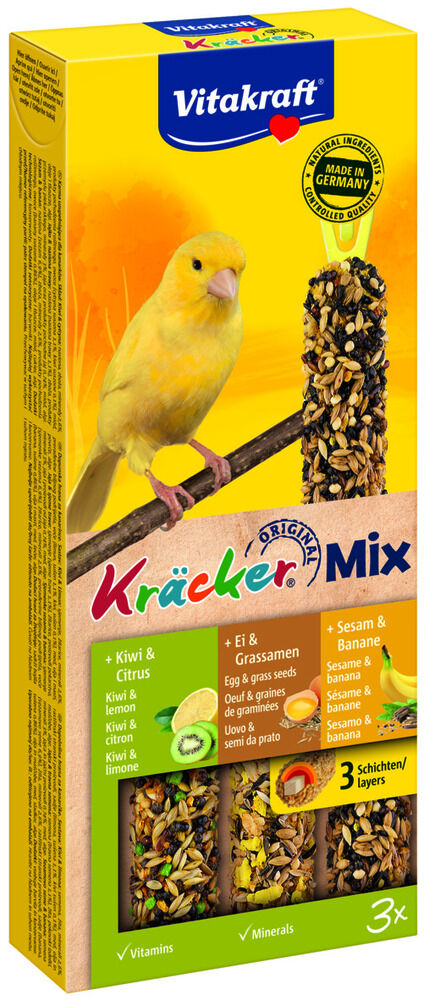 Vitakraft Combikracker 3 in 1 Kanarie - 3 Stuks - Kiwi, ei, sesam - Snacks