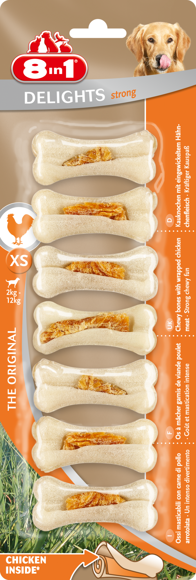 8in1 Delights Bones strong - Hondensnack - 1 Stuks - rund - XS