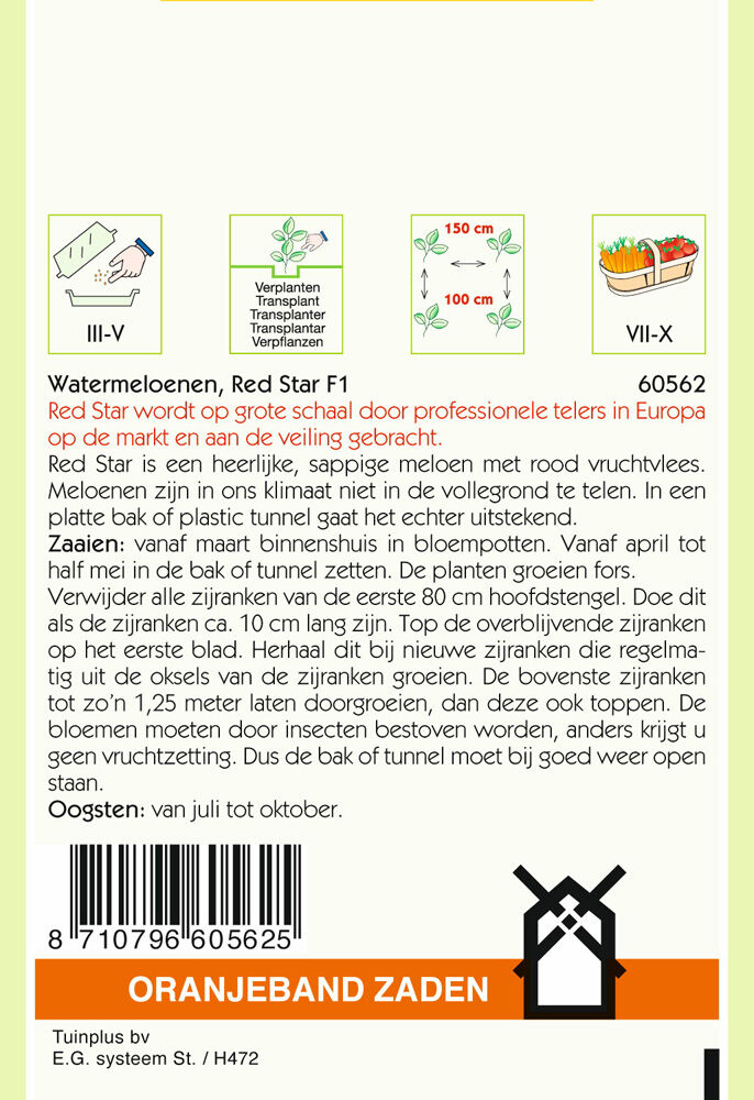 Oranjeband zaden Watermeloen Red star F1 - Groentezaden