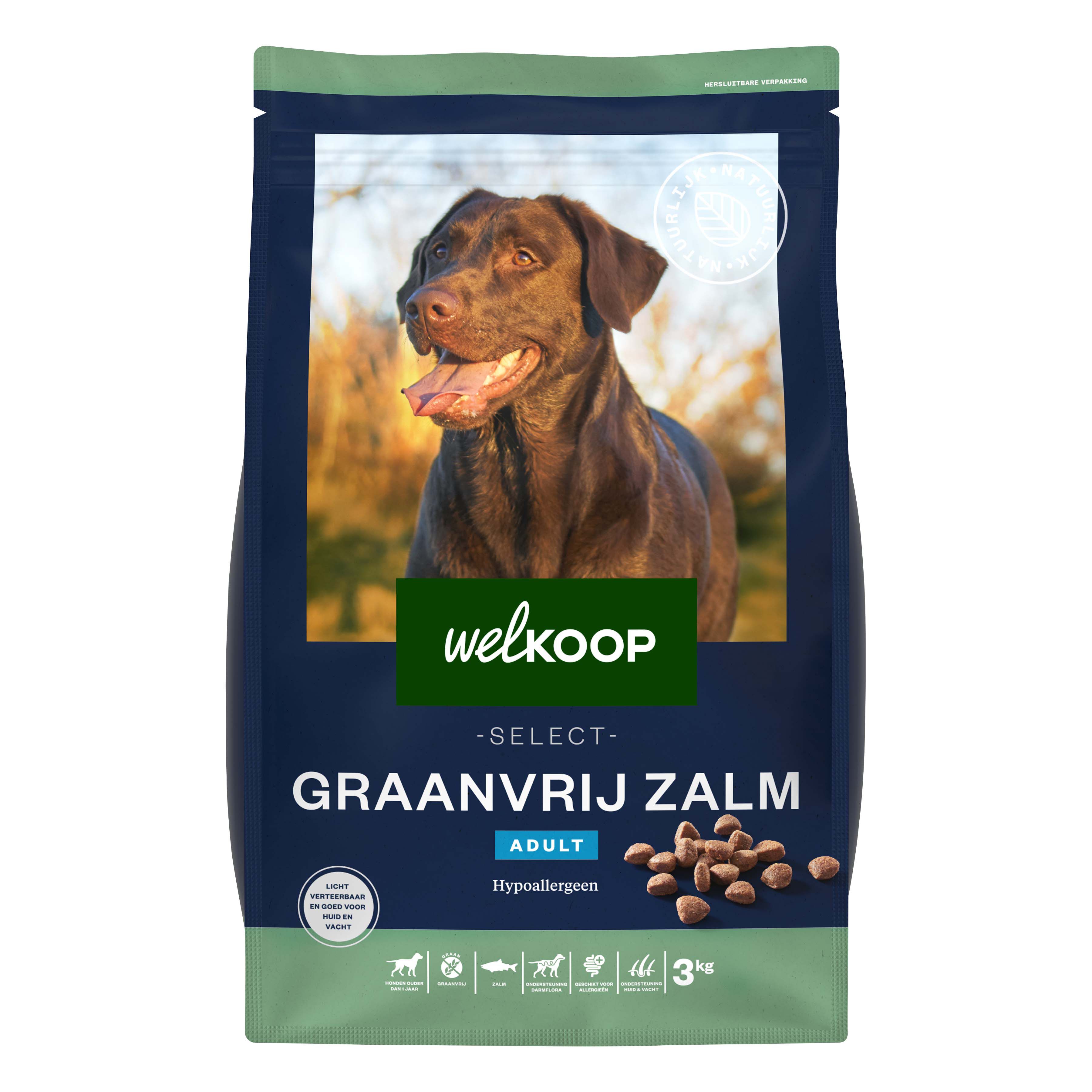 Welkoop Select Adult Krokante brokken - Graanvrij - Hondenvoer - 3 Kilogram - zalm Welkoop Select Adult Krokante brokken - Graanvrij - Hondenvoer - 3 Kilogram - zalm