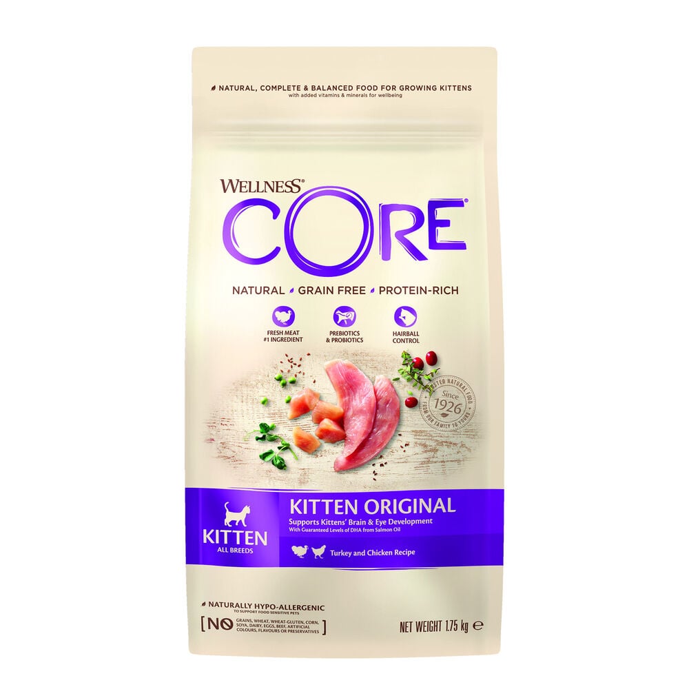 Wellness Core Kitten Original - Kattenvoer - 1.75 Kilogram - zalm, kalkoen
