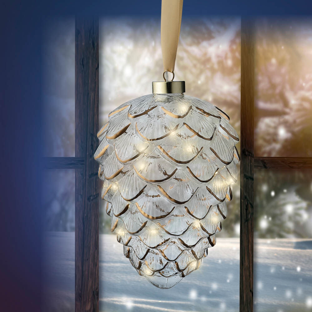 Lumineo LED Dennenappel - Hanglamp - 15 - Wit - Warm wit