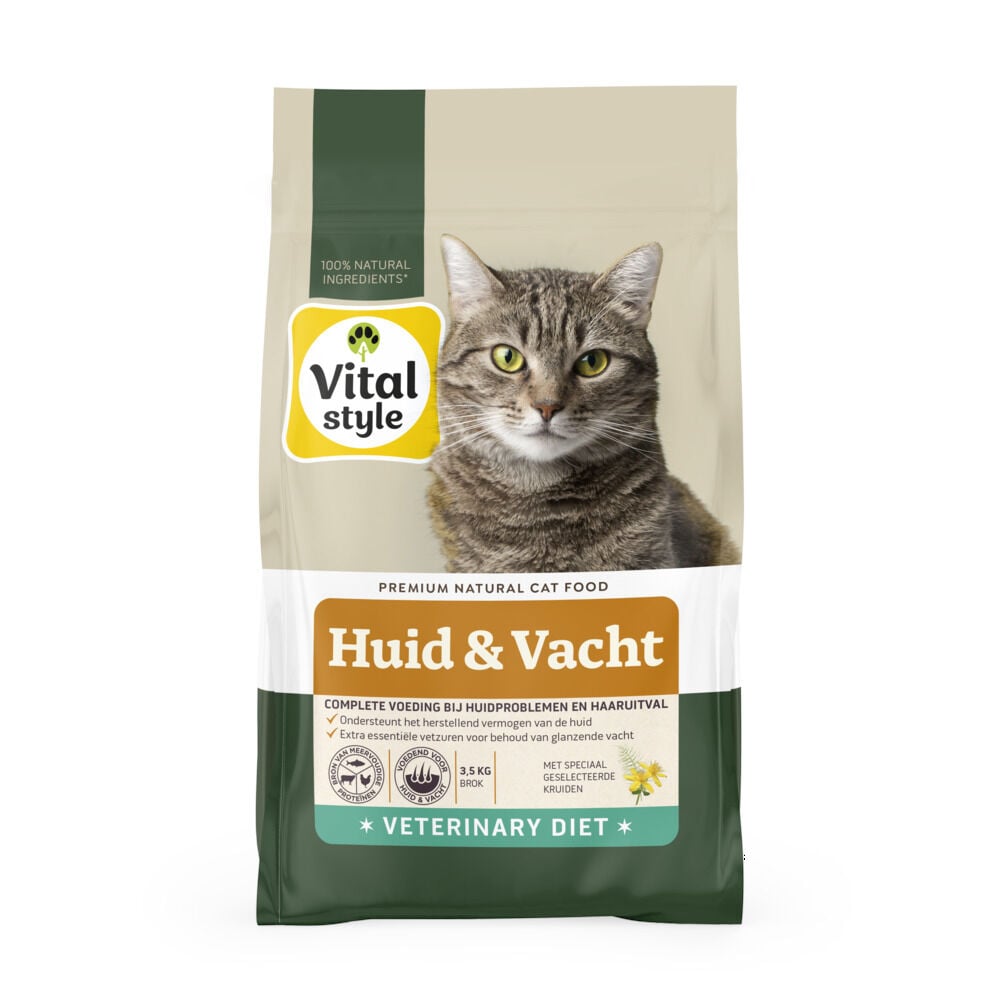 Vitalstyle Huid & Vacht Premium - Kattenvoer - 3.5 Kilogram - gevogelte