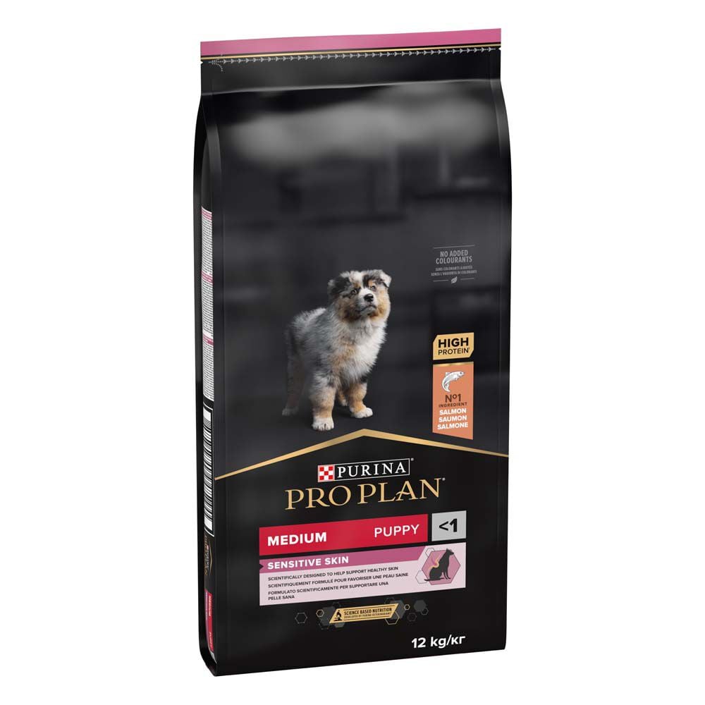 PRO PLAN Sensitive Skin Puppy Medium - Hondenvoer - 12 Kilogram - zalm
