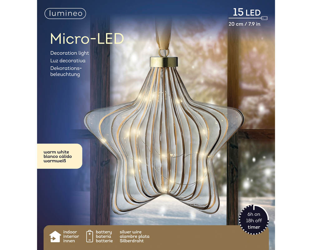 Lumineo LED Ster - Hanglamp - 15 - Wit - Warm wit Lumineo LED Ster - Hanglamp - 15 - Wit - Warm wit