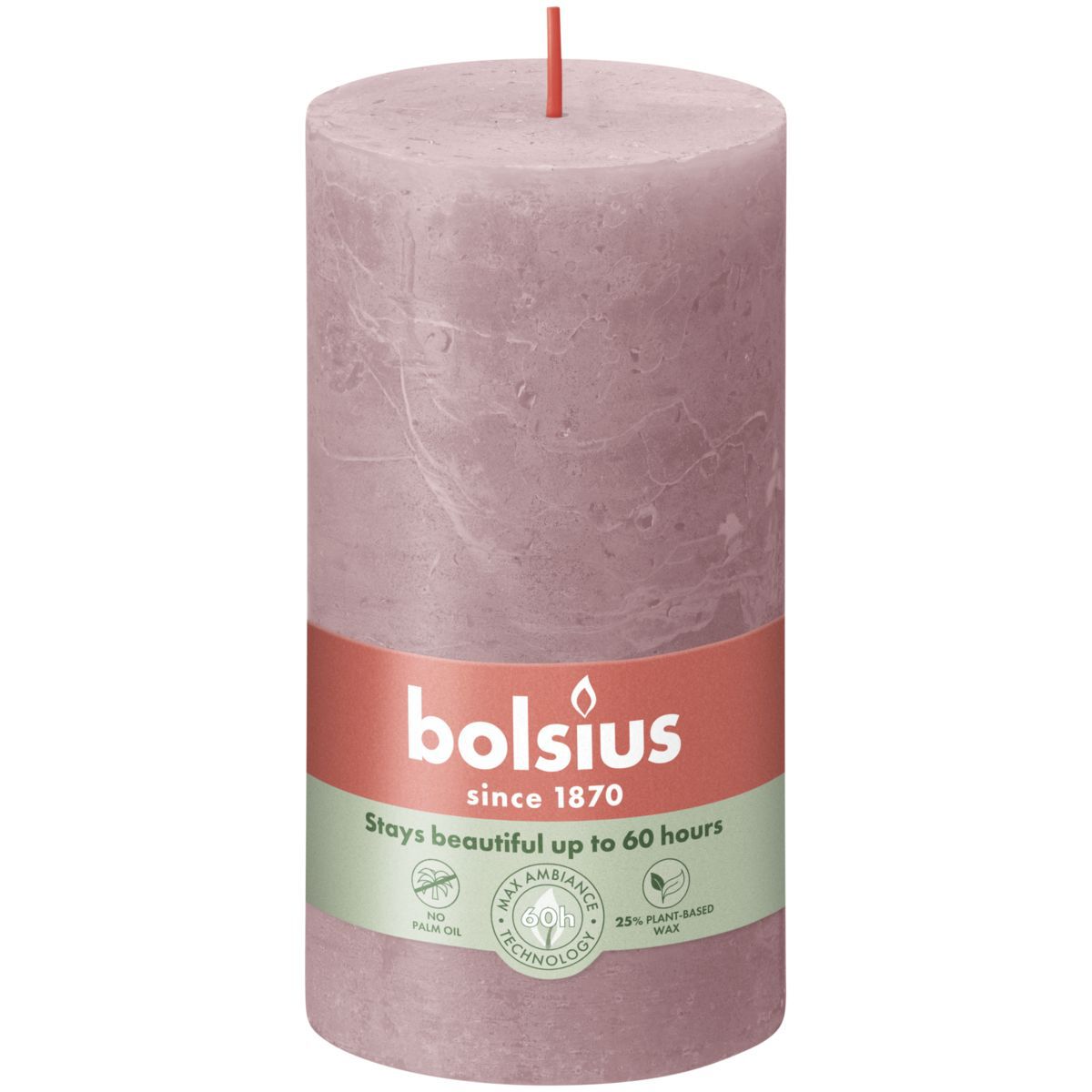 Bolsius Rustiek - Stompkaars - 13 cm - roze - Rose Bolsius Rustiek - Stompkaars - 13 cm - roze - Rose