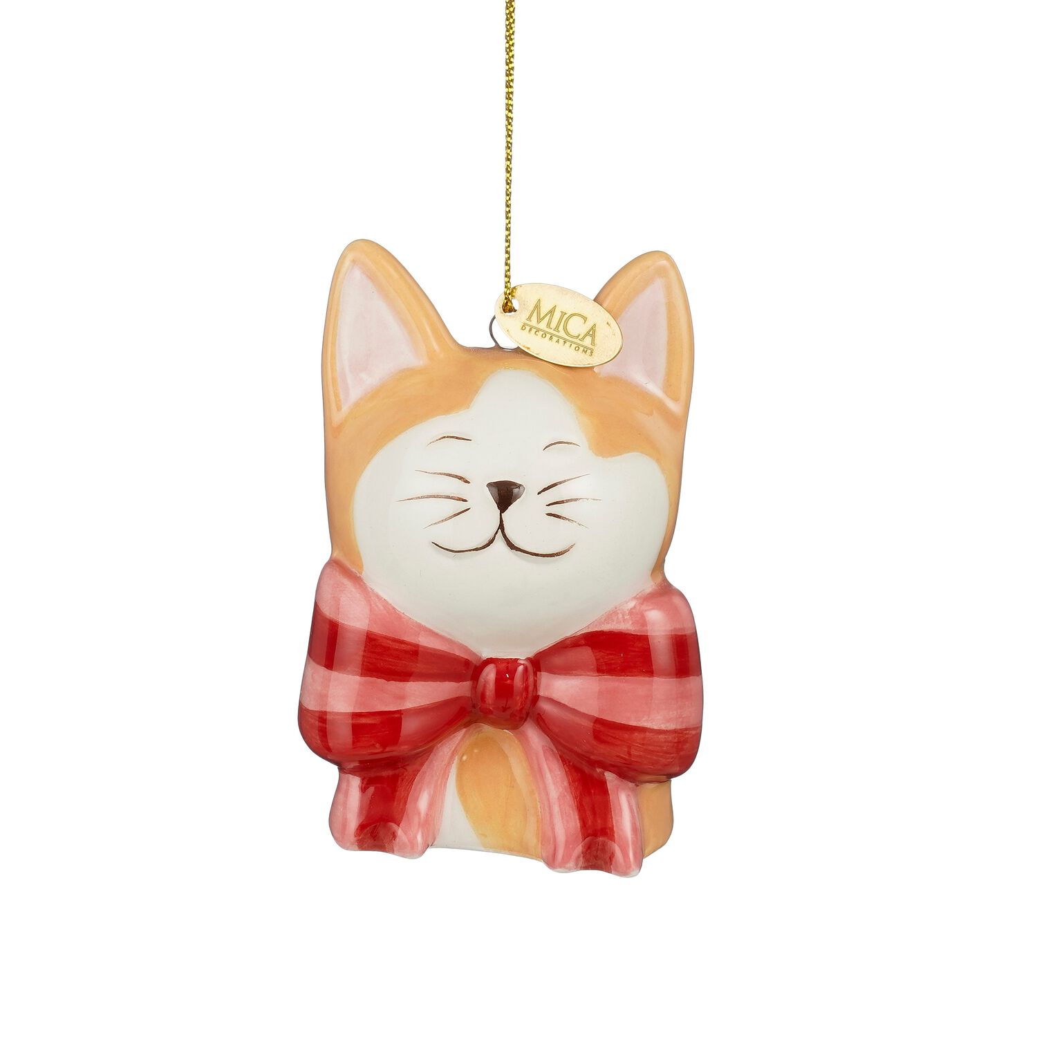 Mica Decorations Kat met Strik - Kersthanger