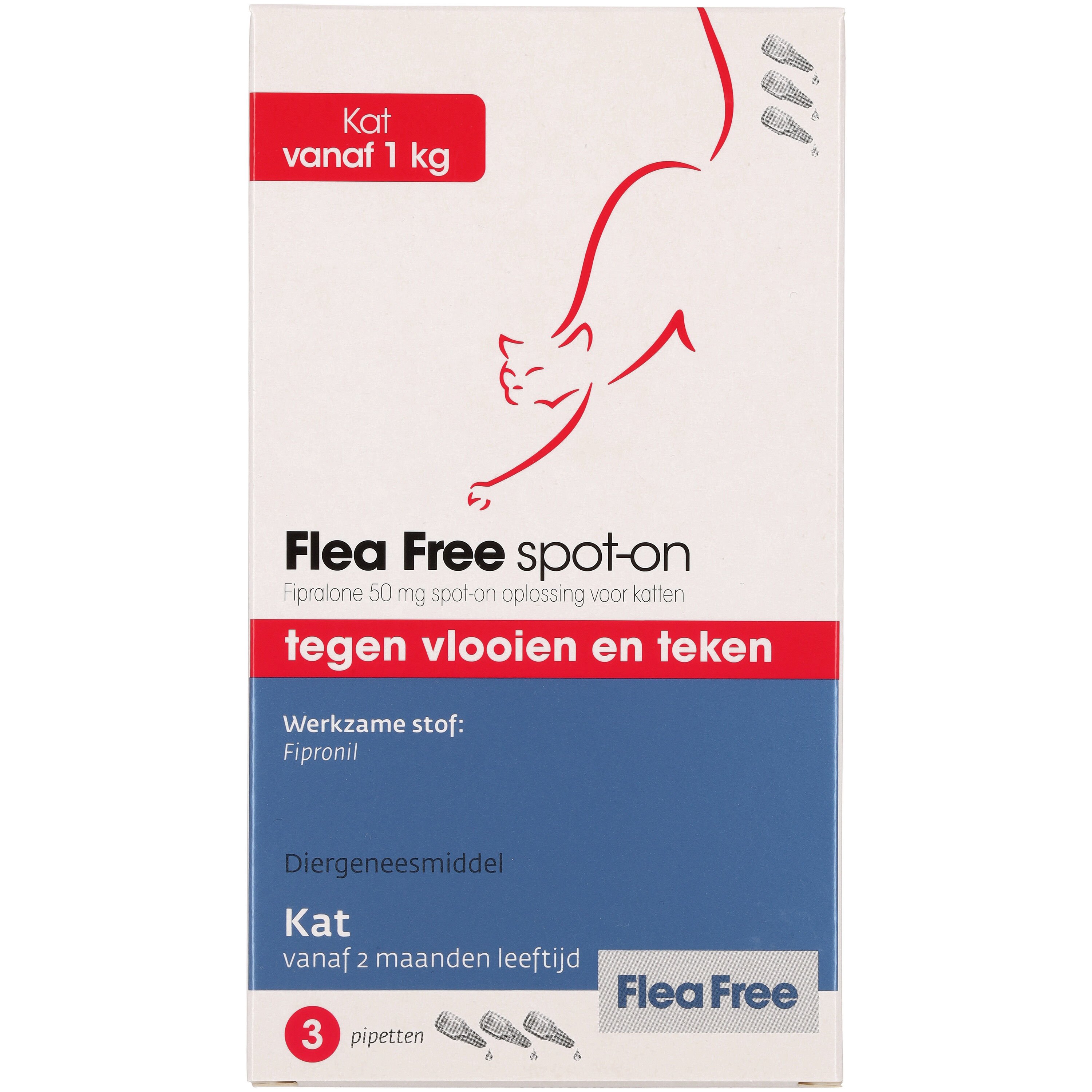 Flea Free Spot-on Kat - Vlooien- en tekenmiddel - 3 Stuks Flea Free Spot-on Kat - Vlooien- en tekenmiddel - 3 Stuks