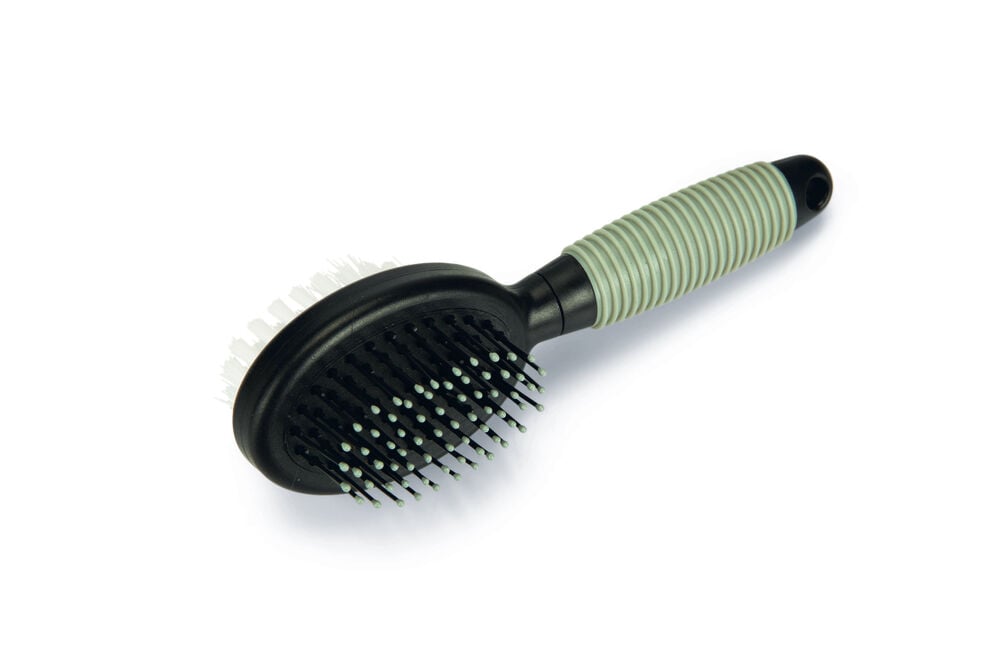 Beeztees Combi - Verzorgingsborstel - Zwart/grijs - 16.5x9x2.5 cm