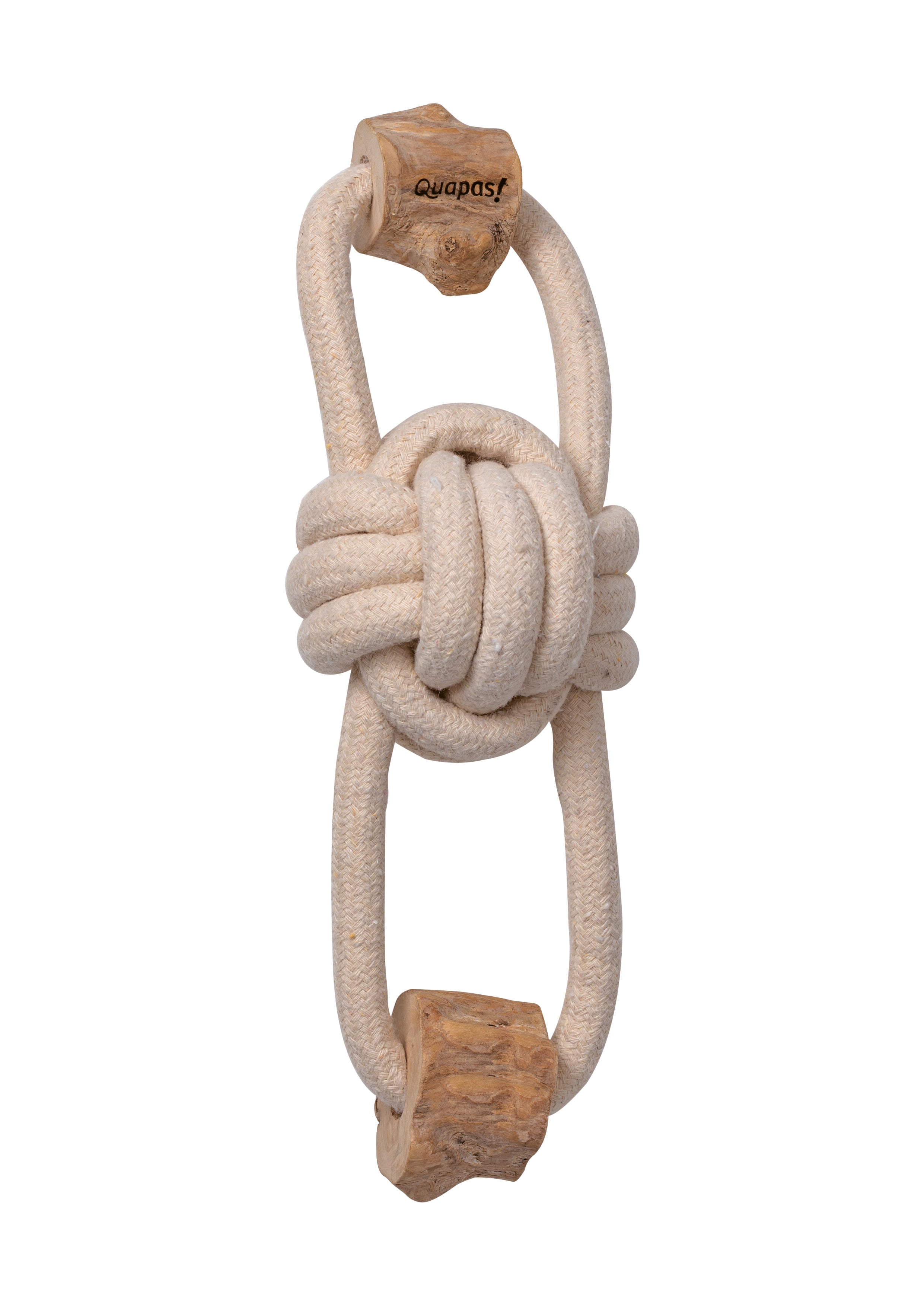Quapas Koffiehout Pullbear - Hondenspeelgoed  - bruin/wit - 30x10x10 cm