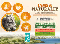 IAMS Naturally 7+ Senior Land & Sea - Kattenvoer - 12x85 gram - 1020 Gram - zalm