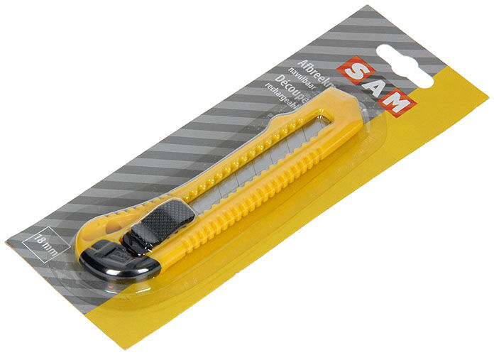 SAM - Afbreekmes PVC groot 18mm - 21.5x8x2 cm - Geel - 1.6 cm