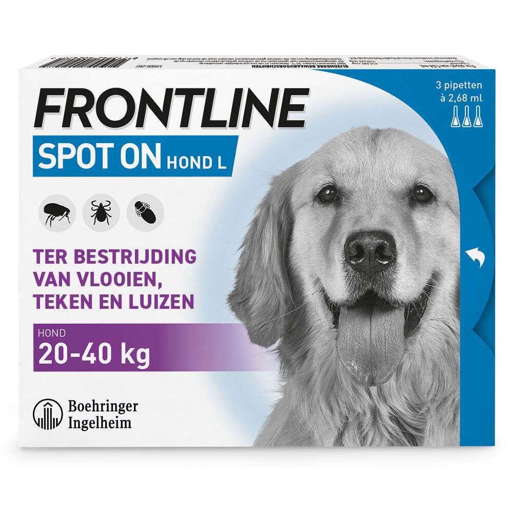 Frontline Spot On L - Anti vlooien en teken Hond - 3 pipetten - 3 Stuks - L Frontline Spot On L - Anti vlooien en teken Hond - 3 pipetten - 3 Stuks - L
