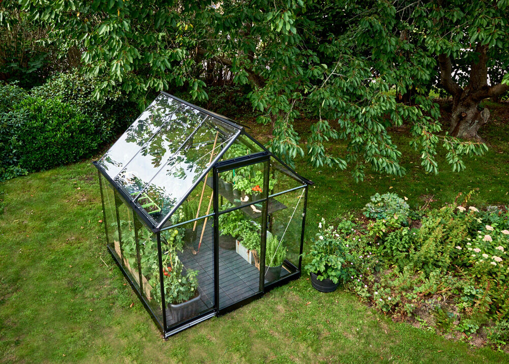 Halls Qube 66 - Tuinkas - zwart - 219x198x198 cm - Veiligheidsglas