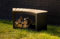 Fancy Flames - Houtopslag - Gebogen bank - Zwart