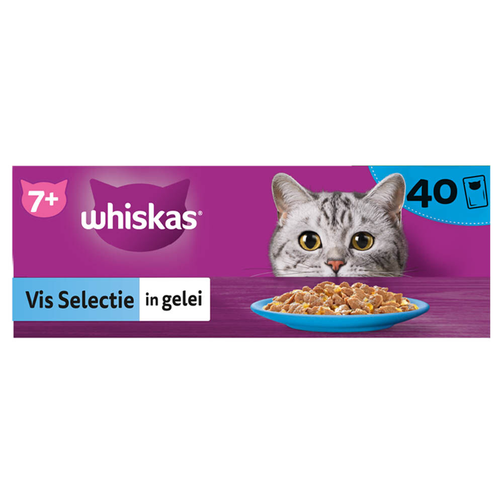 Whiskas Fish Favourites 7+ Mega Pack - Kattenvoer - 40x85 gram - 85 Gram - tonijn, zalm