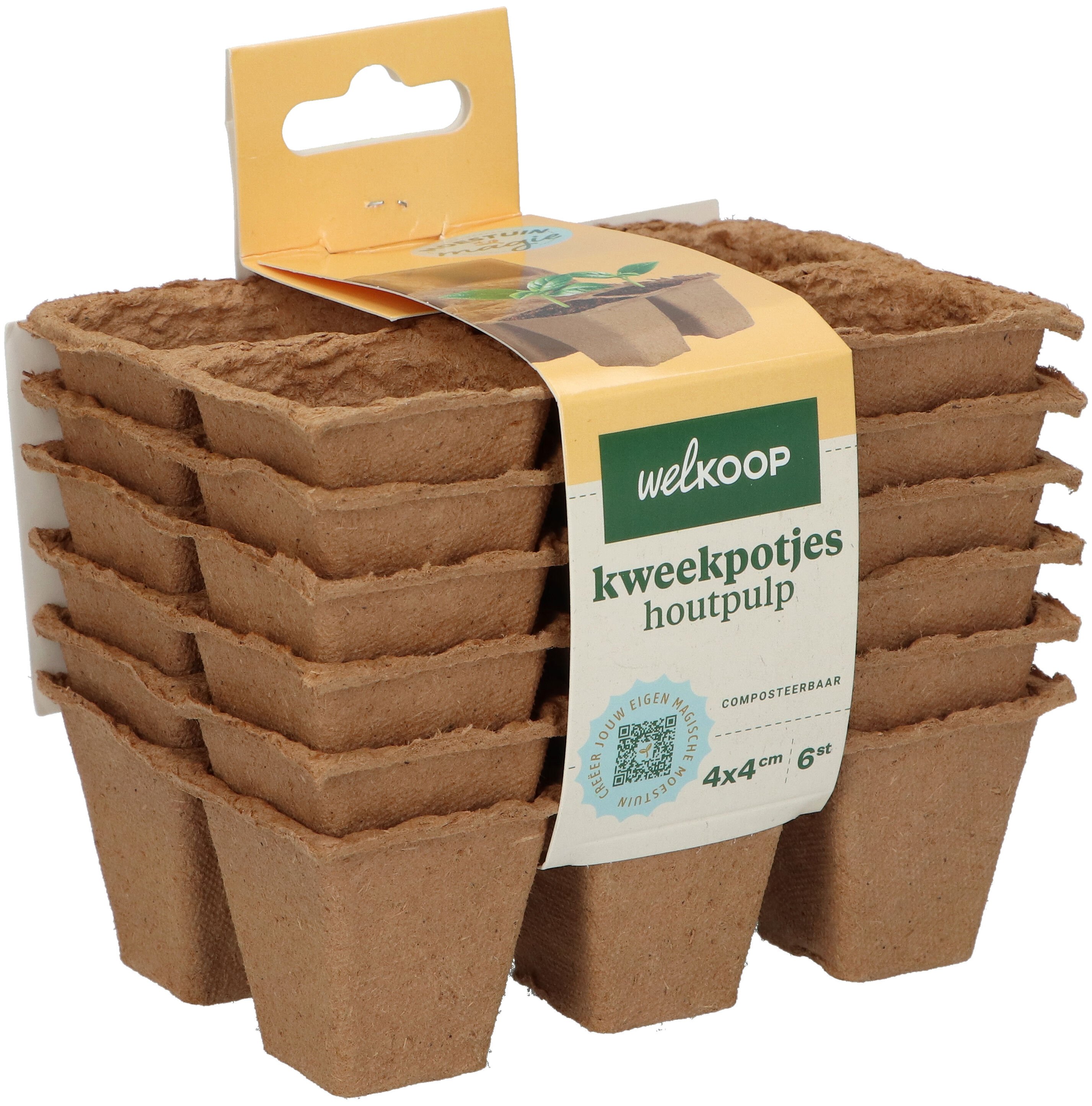 Welkoop Moestuin Magie - Kweekpotjes Houtpulp - Bruin - 13.5x13x9 cm