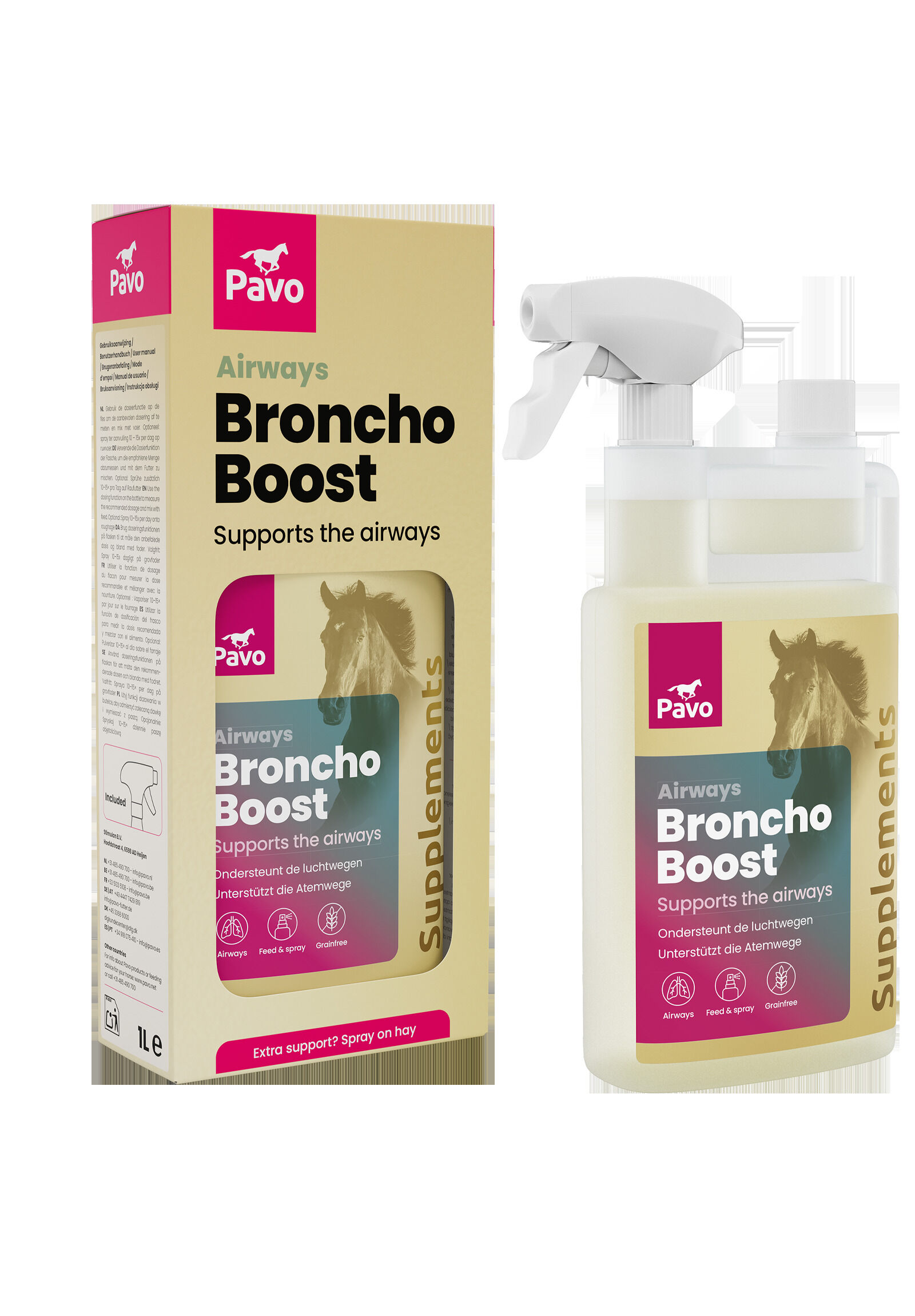 Pavo BronchoBoost - Luchtwegsupplement - 1 Liter - Fles