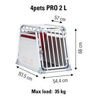4Pets Pro 2 -  Autobench Hond - chroom - 66x54.5x93.5 cm - L