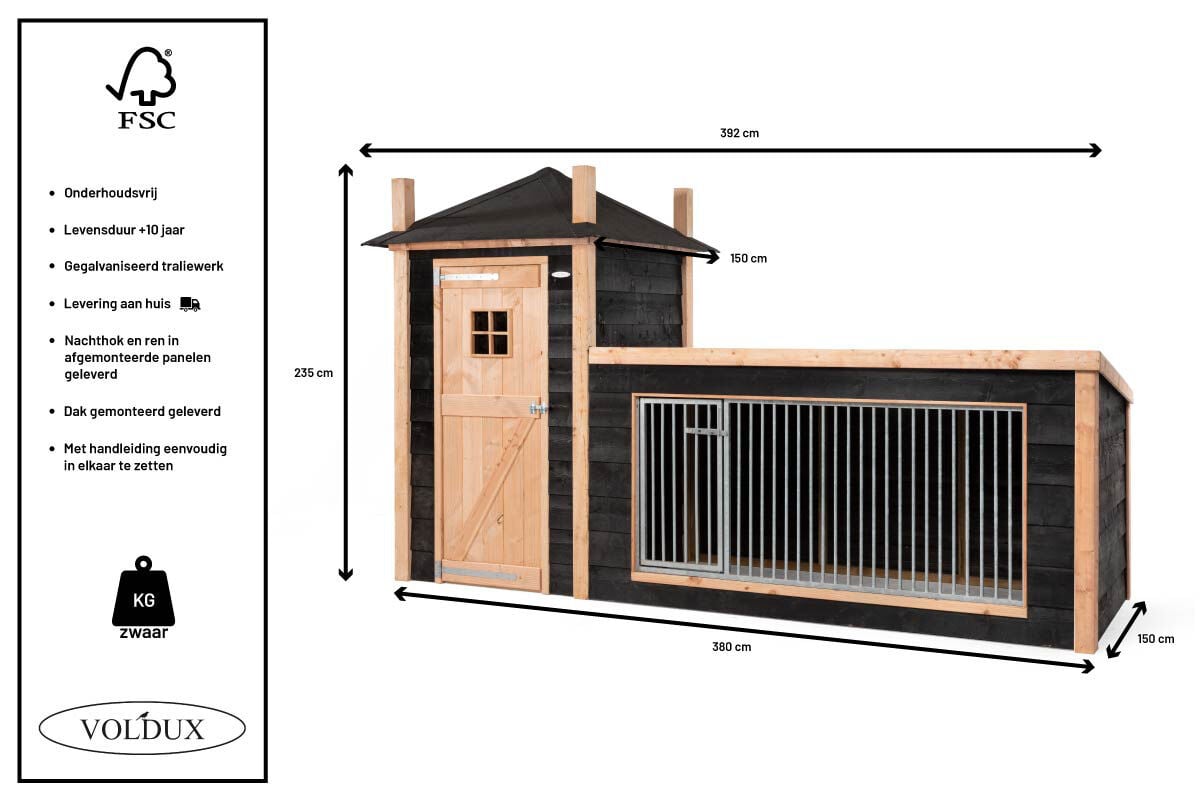 Voldux Siem - Hondenkennel - 235x150x392 cm