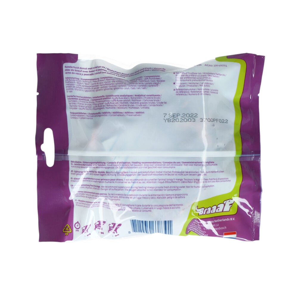 Braaaf Donut - Hondensnack - 120 Gram - vis, rund
