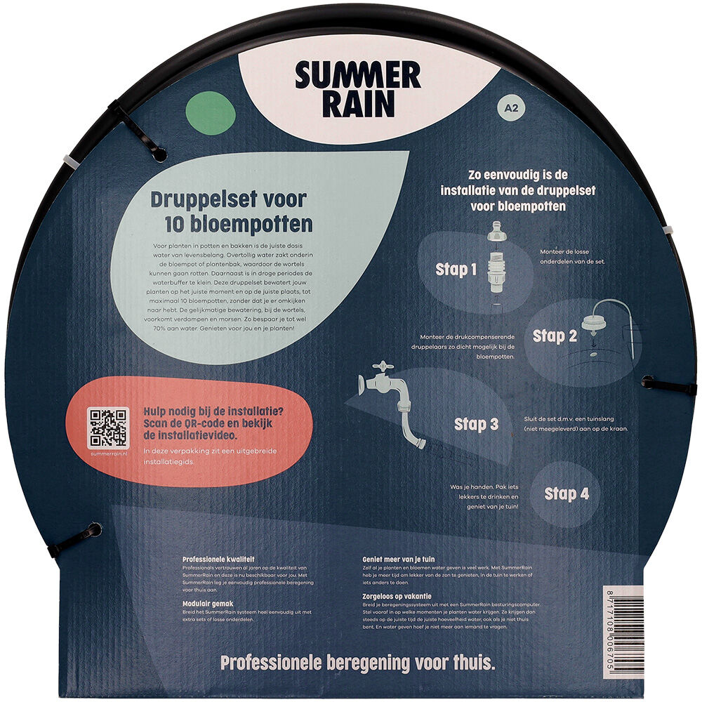 SummerRain - Druppelset voor bloempotten - 10 potten - 15 m