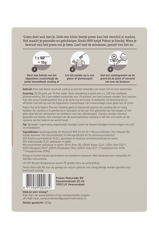 Pokon Wateroplosbare voeding - Siertuinmeststof - 500 Gram
