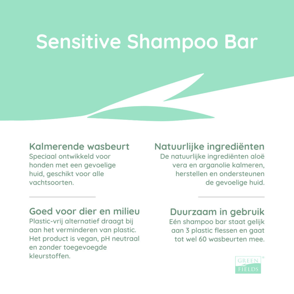 Greenfields Sensitive  - Hondenshampoo Bar - 70 Gram - Transparant