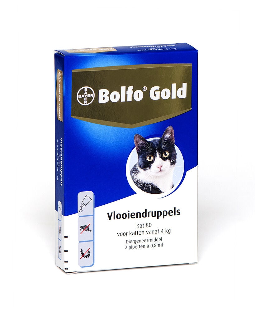 Bolfo Gold Kat 80 >4kg - Vlooienmiddel - 2 Stuks - L