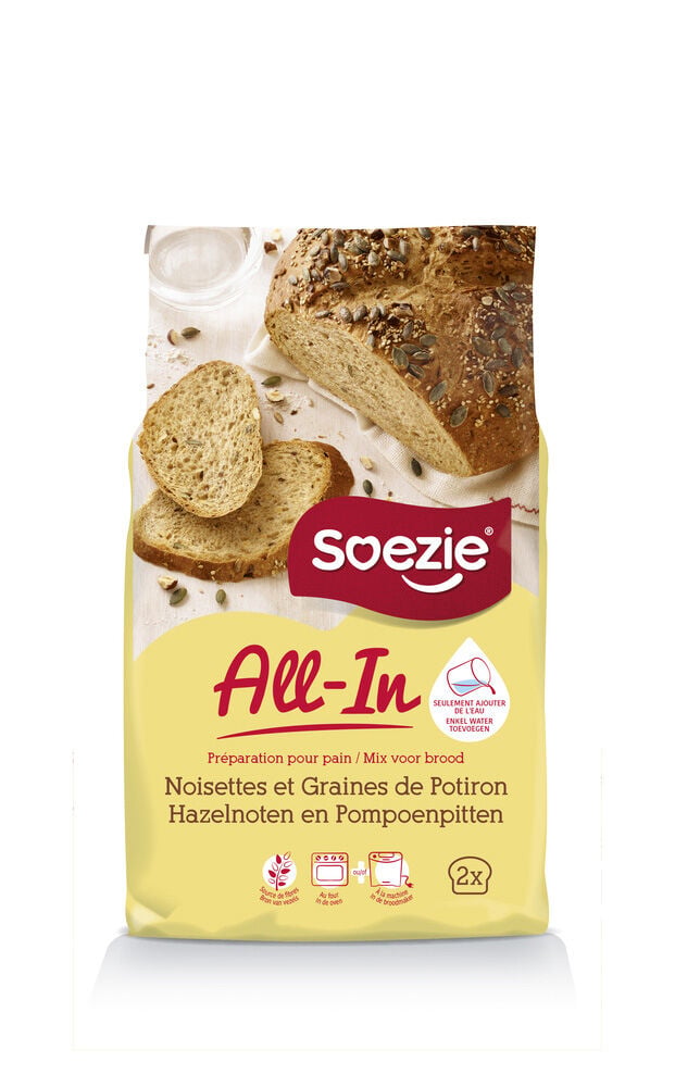 Soezie All-in mix hazelnoten en pompoenpitten - Broodmeel