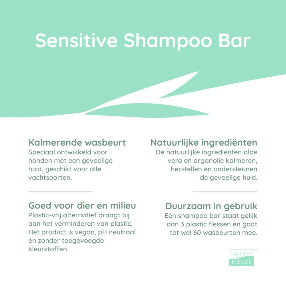 Greenfields Sensitive  - Hondenshampoo Bar - 70 Gram - Transparant