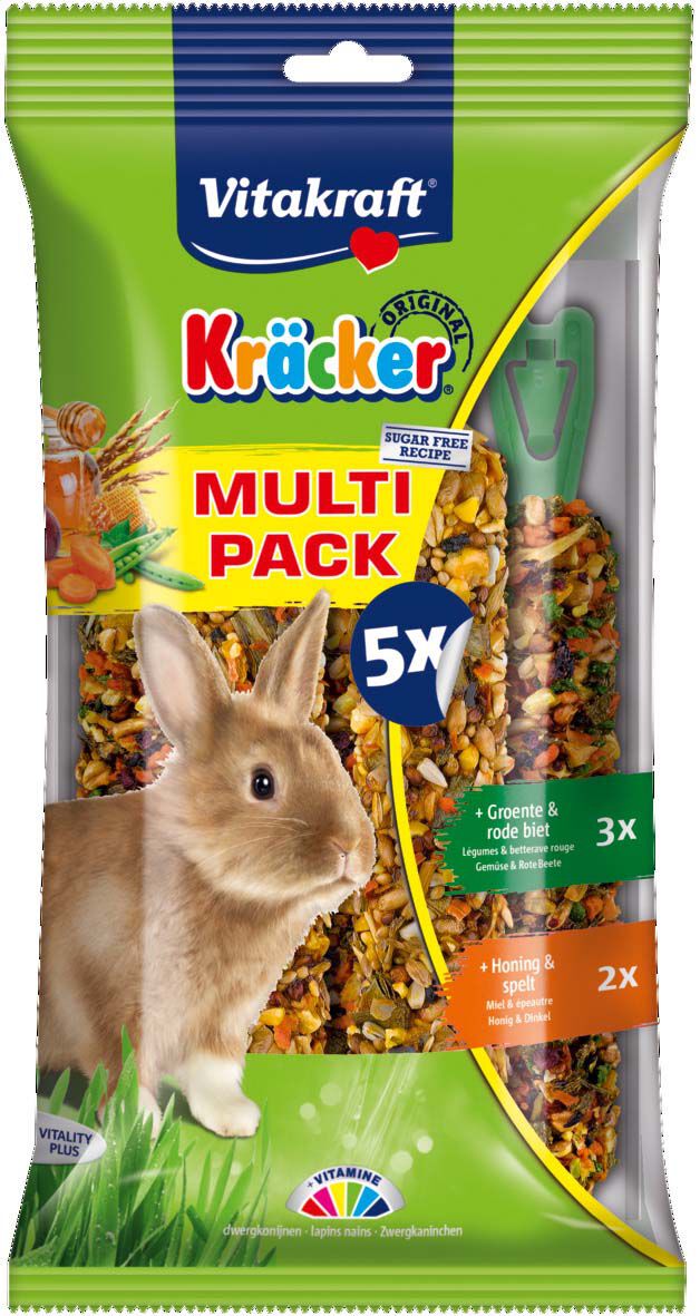Vitakraft Kräcker Voordeelpak - Konijnensnack - 5 Stuks - groente, fruit