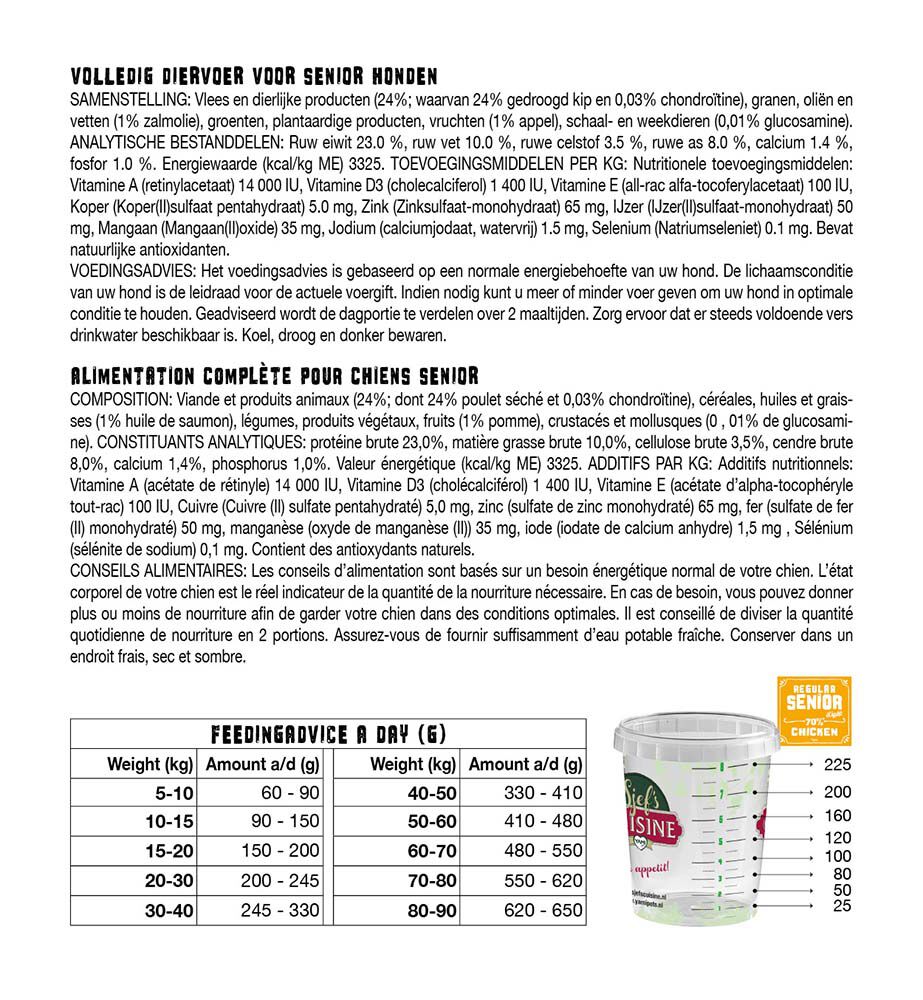 Sjef's Cuisine Regular Senior - Hondenvoer - 3 Kilogram - kip